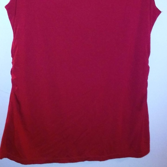 Red Mock Neck Blouse (short sleeve) NWOT - Picture 2 of 4